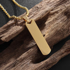 Men's Stainless Steel Rectangular Pendant Necklace