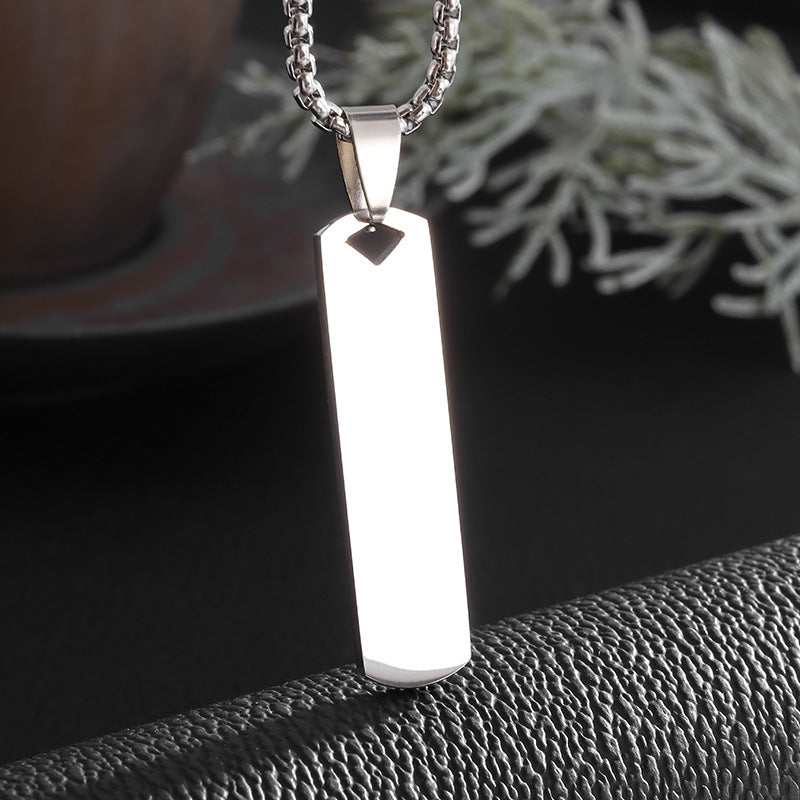 Men's Stainless Steel Rectangular Pendant Necklace
