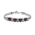 Tiger Eye Stone Beads Titanium Steel Chain Men's Bracelet