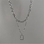 Women's Double Layer Rectangular Collar Necklace