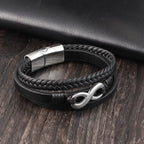 Genuine Leather Braided Infinity Men's Bracelet