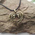 Heart Horsehead Pendant Double Horse Necklace
