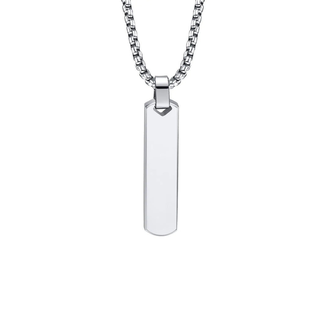 Men's Stainless Steel Rectangular Pendant Necklace