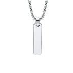 Men's Stainless Steel Rectangular Pendant Necklace