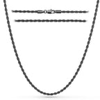 Premium Diamond-Cut Metal Black Rope Chain for Men