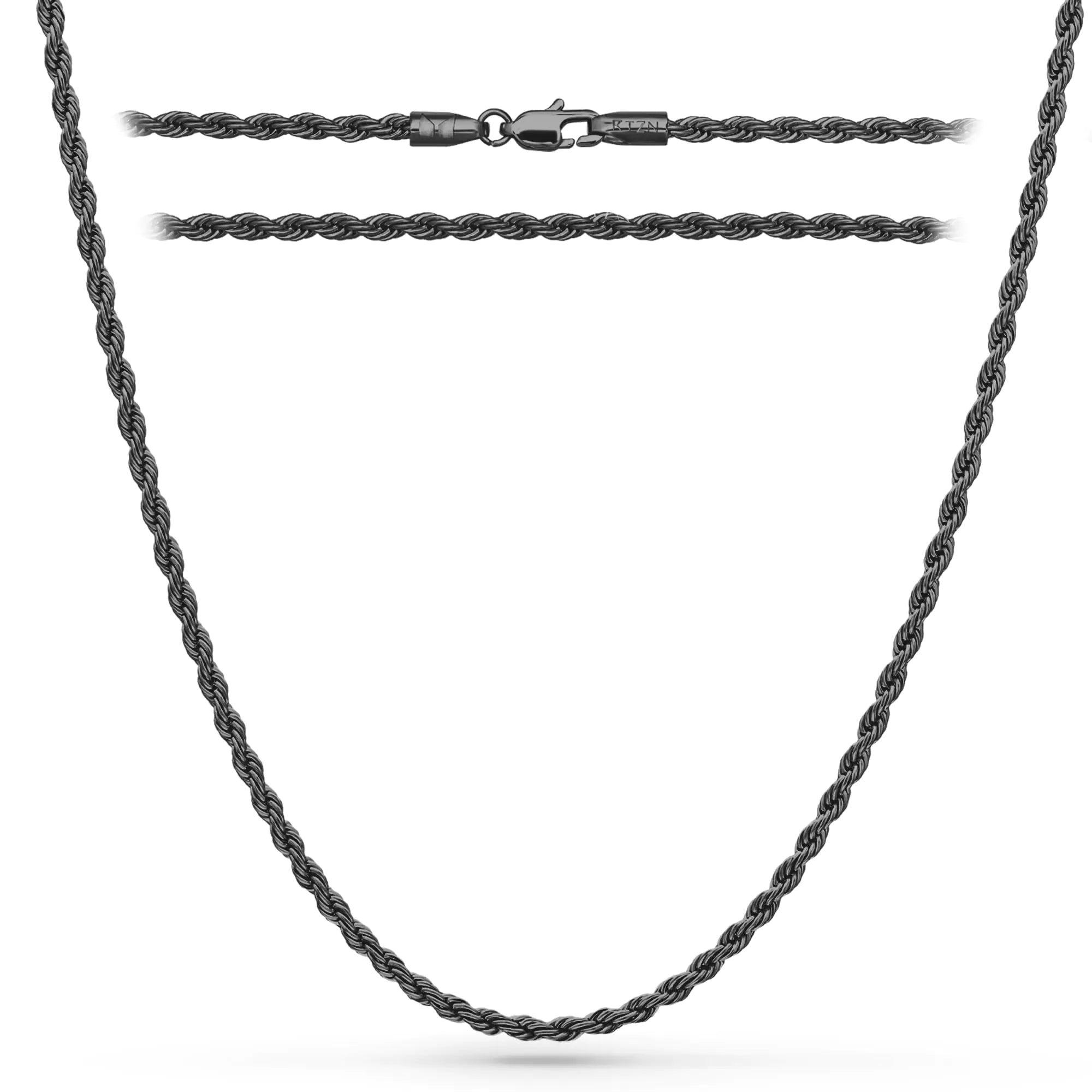 Premium Diamond-Cut Metal Black Rope Chain for Men
