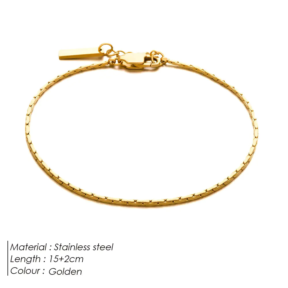 18k Minimalist Titanium Steel Men's Chain Bracelet