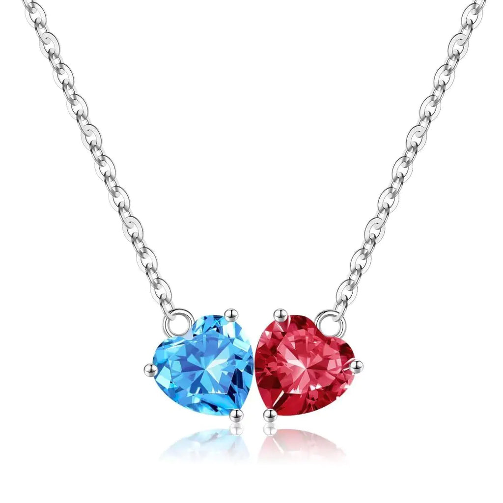 Iefil Heart Birthstone Garnet Necklace Sapphire Necklace