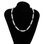 Men's Bohemian Necklace with Black and White Ceramic Piece