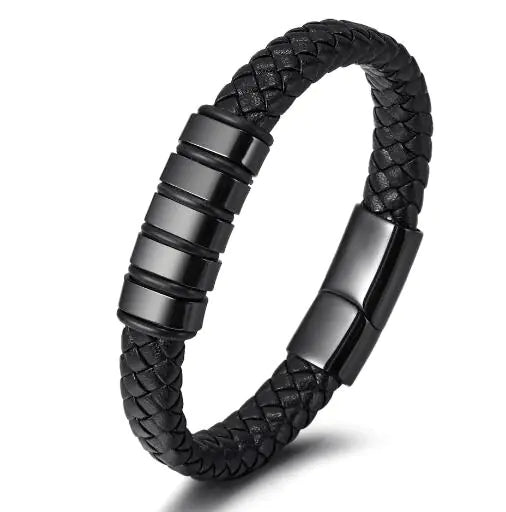 Titanium Steel Leather Men's Bracelet