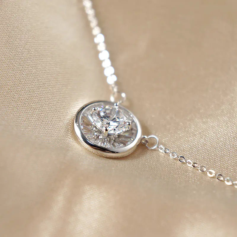 Zircon Necklace, Circle Necklace, Choker Necklace