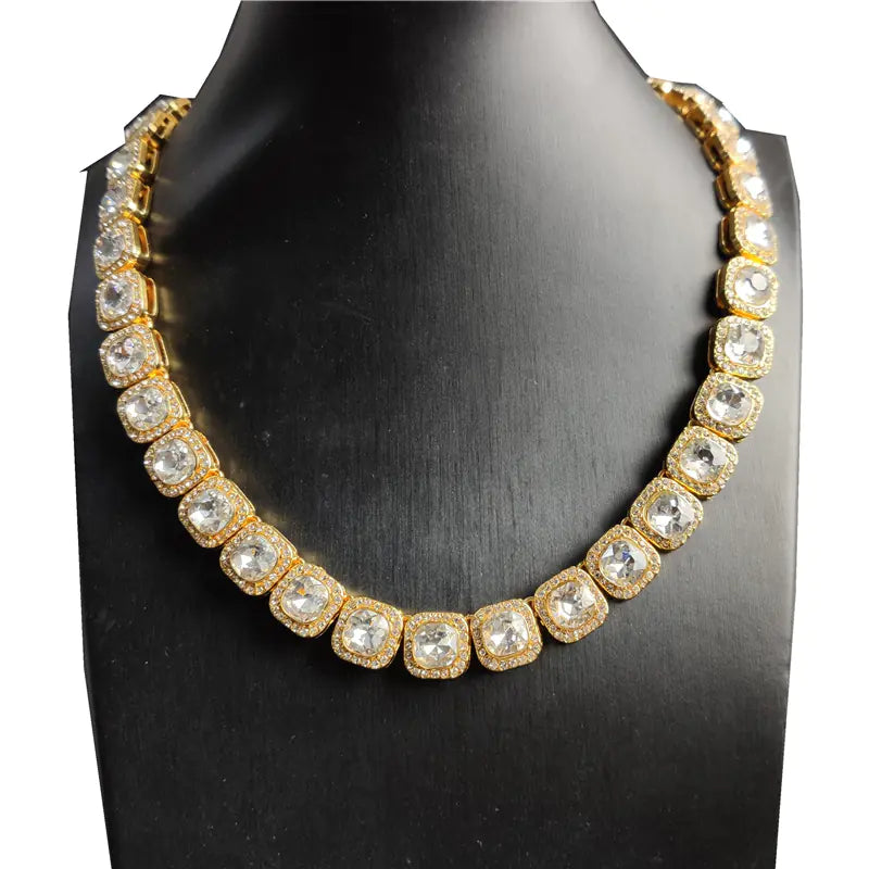 Hip Hop Men's Square Zirconia Pendant Necklace