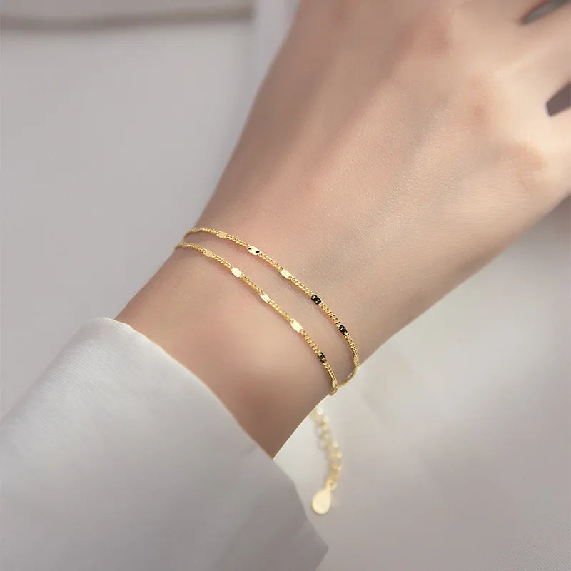 Double Layer Chain Link Bracelets for Women