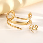 Gold European & American Thick Geometric Bracelet Ring Combination Set