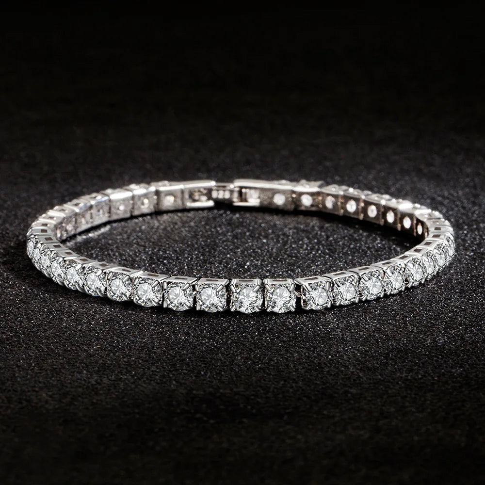 Sterling Silver Zircon Chain Bracelet For Women