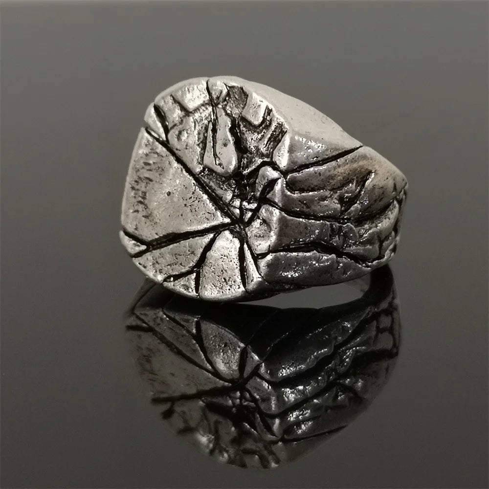 Vintage Cracked Rock Alloy Retro Men Ring