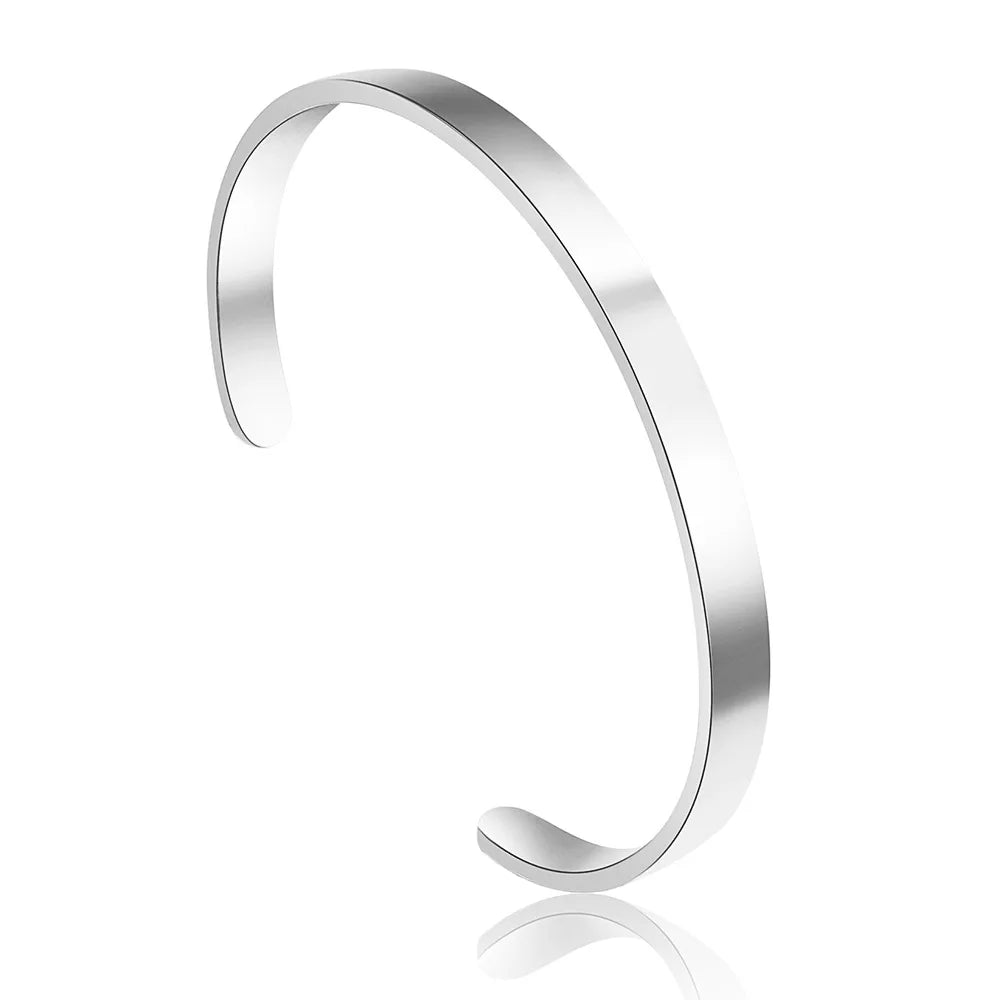 Vintage Retro Gray Stainless Steel Cuff Bracelet