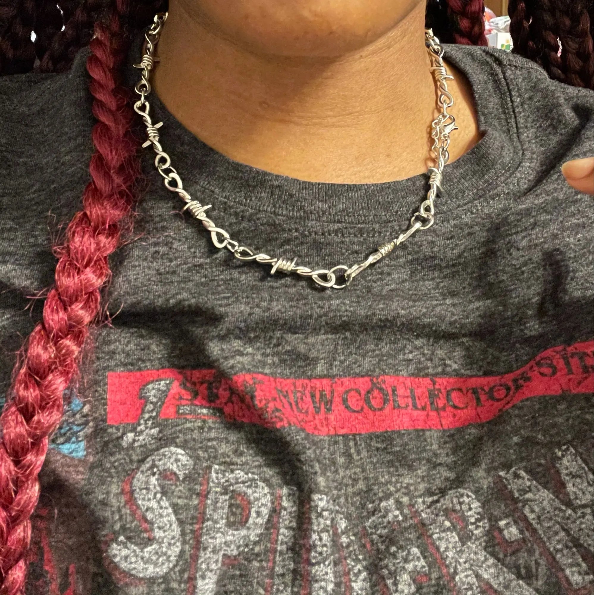 Gothic Punk Barbed Wire Little Thorns Iron Chain Necklace/Bracelet/Earrings