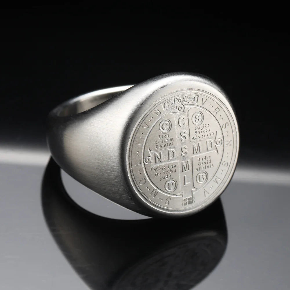 St. Benedict Cross Titanium Steel Ring