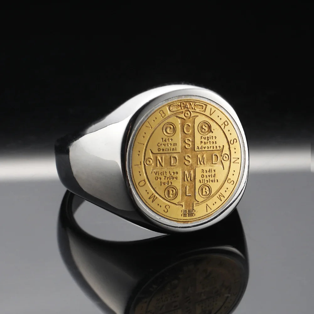 St. Benedict Cross Titanium Steel Ring