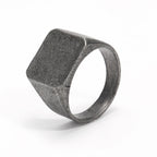 Solid Masculine Titanium Steel Vintage Square Ring for Men