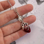 Gothic Vampire Bat Bloody Heart Pendant Necklace