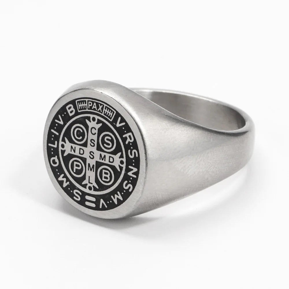St. Benedict Cross Titanium Steel Ring