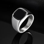 Rock Punk Stylish Black Stone Signet Ring For Men's
