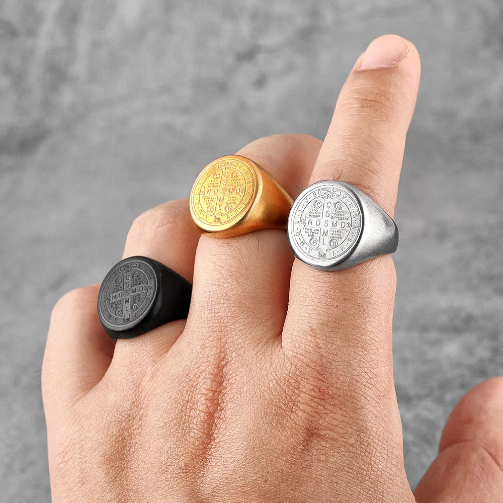 St. Benedict Cross Titanium Steel Ring