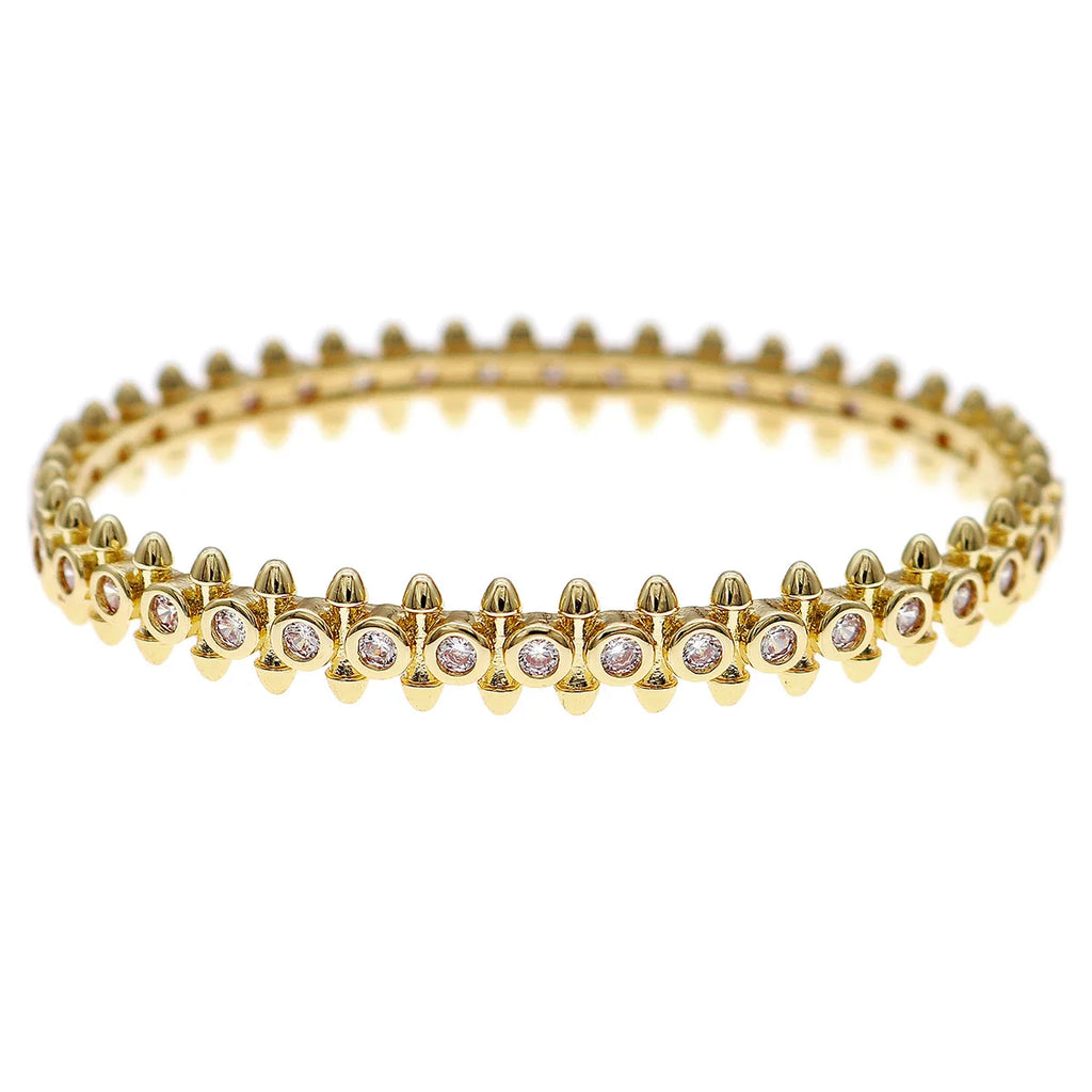 Elegant Gold Copper Zirconia Opening Women's Bracelet
