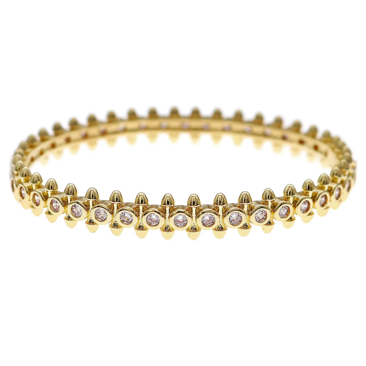 Elegant Gold Copper Zirconia Opening Women's Bracelet