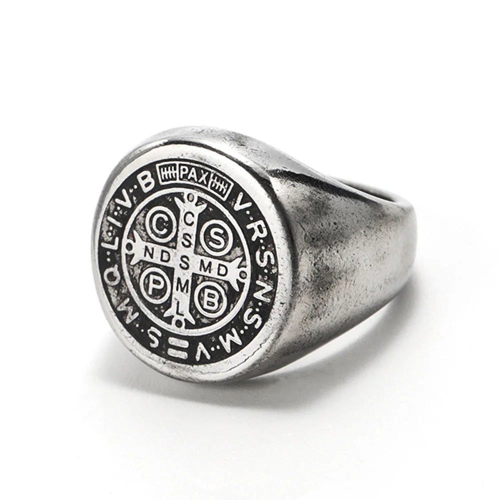 St. Benedict Cross Titanium Steel Ring