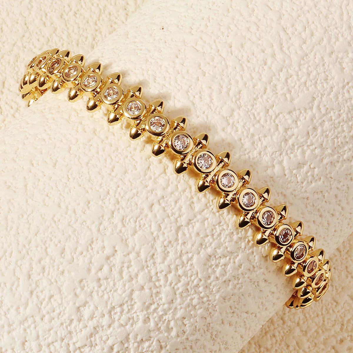 Elegant Gold Copper Zirconia Opening Women's Bracelet