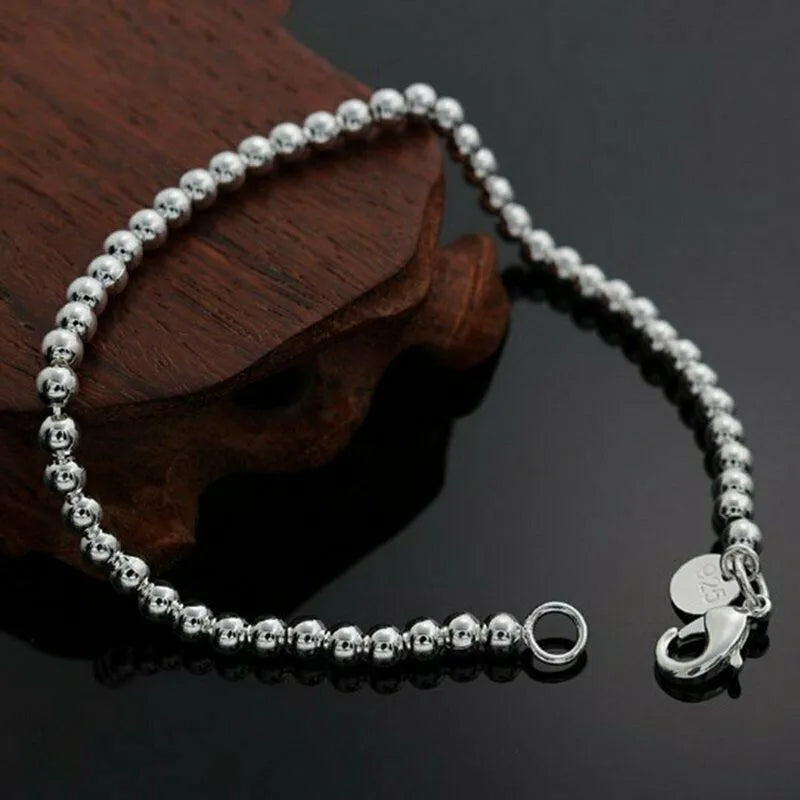 Silver Plated Chain Bead Bracelet for Women