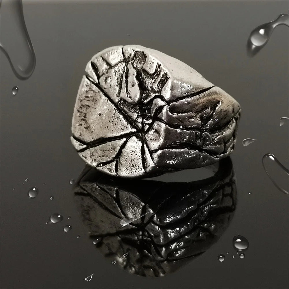 Vintage Cracked Rock Alloy Retro Men Ring