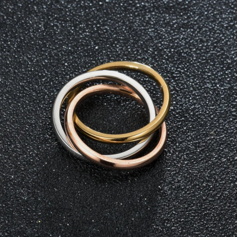 Tri-Color Interlocking Trinity Ring