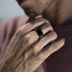 Rock Punk Stylish Black Stone Signet Ring For Men's