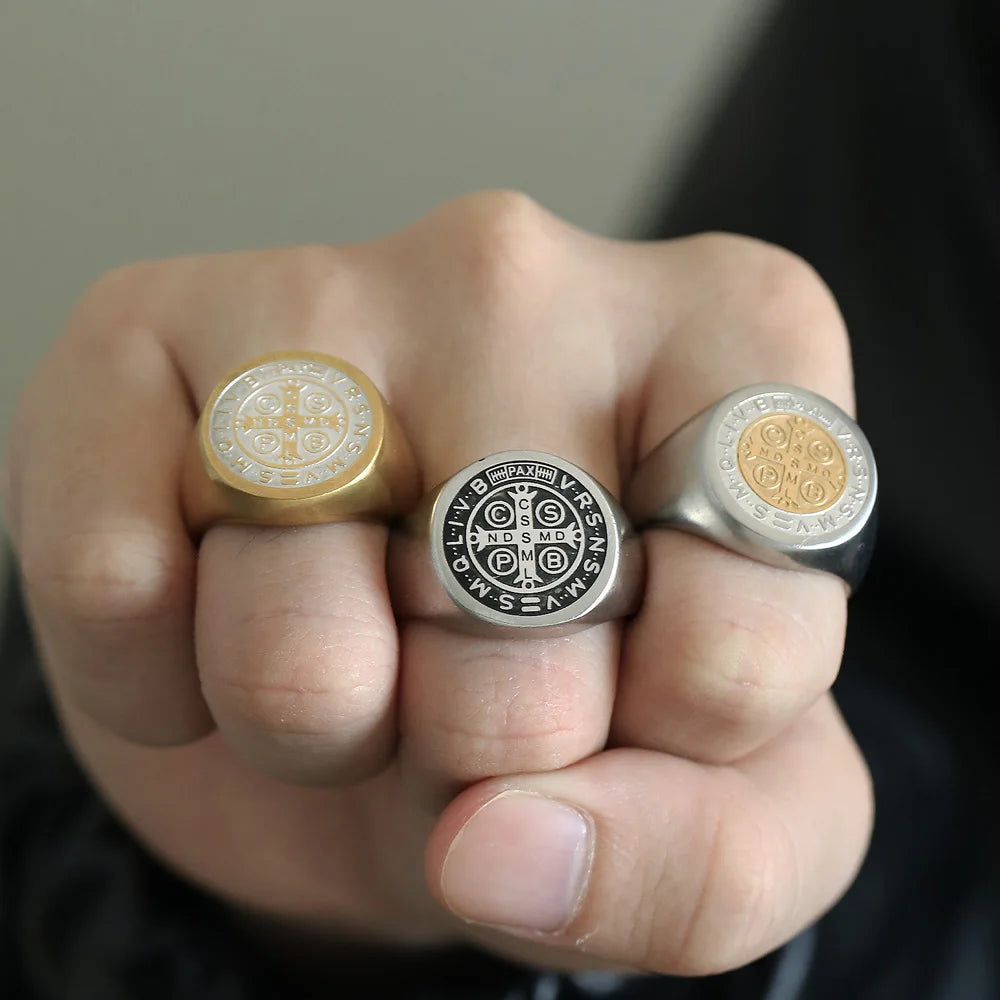 St. Benedict Cross Titanium Steel Ring