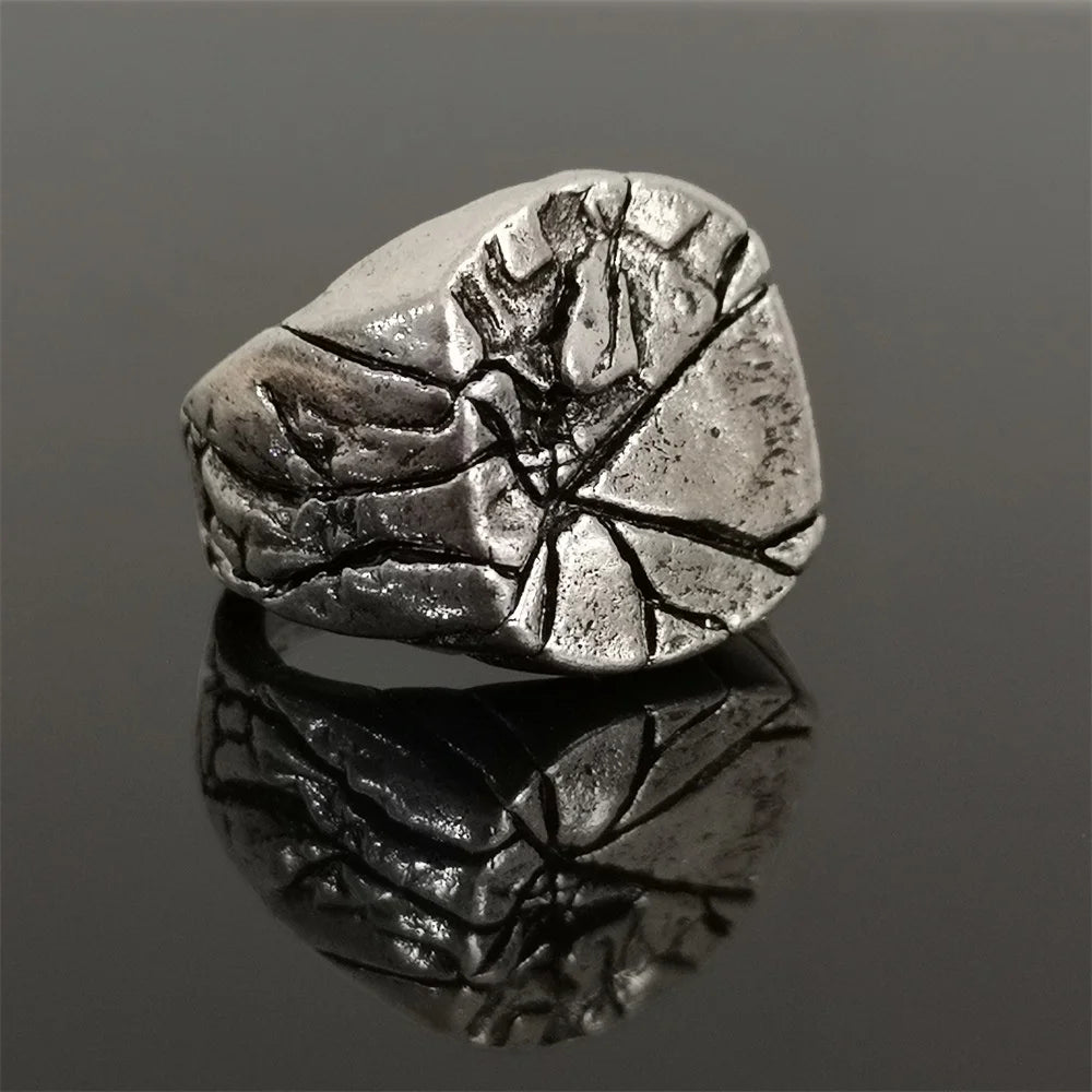 Vintage Cracked Rock Alloy Retro Men Ring