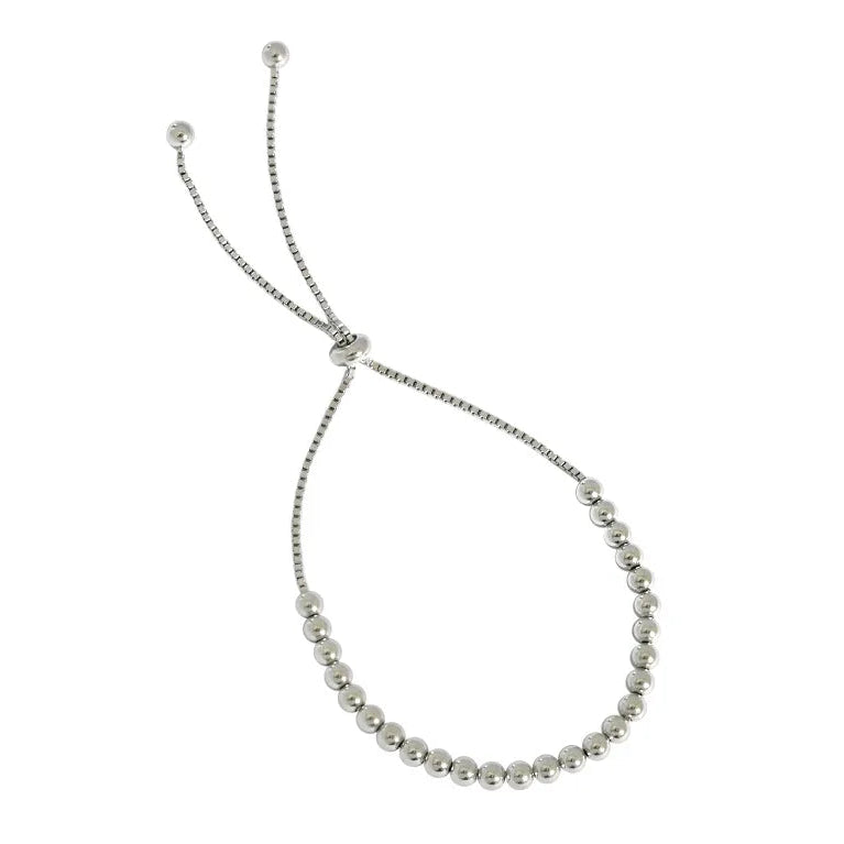 Sterling Silver 3mm Adjustable Beaded Bracelet For Women