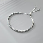 Sterling Silver 3mm Adjustable Beaded Bracelet For Women