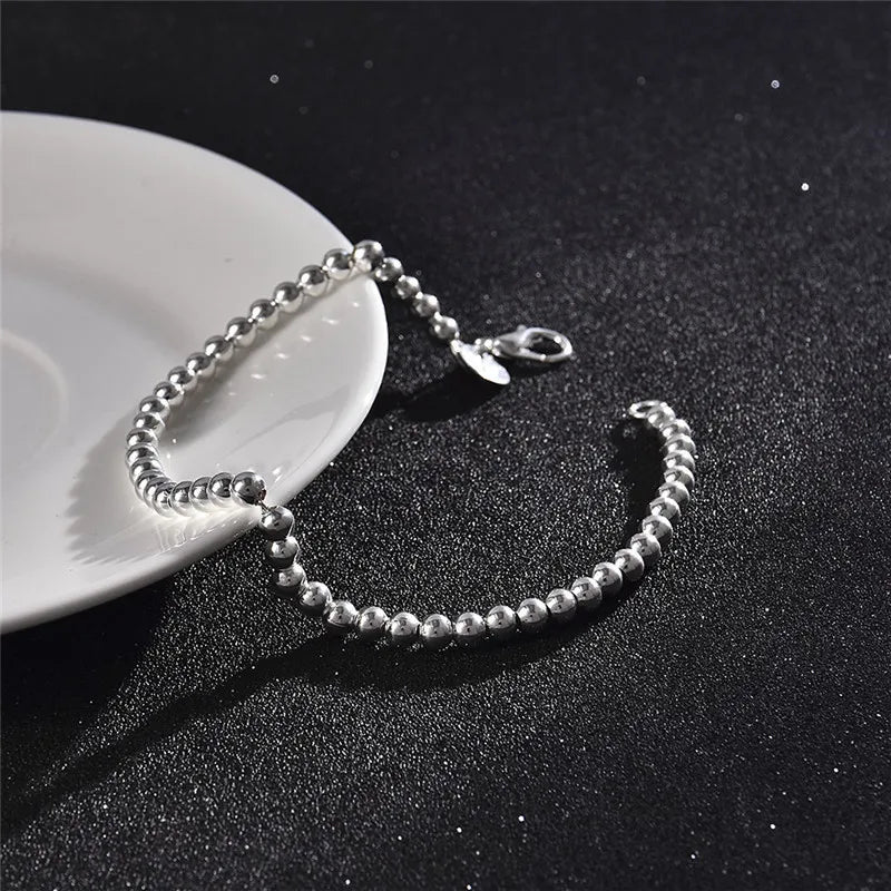 Silver Plated Chain Bead Bracelet for Women