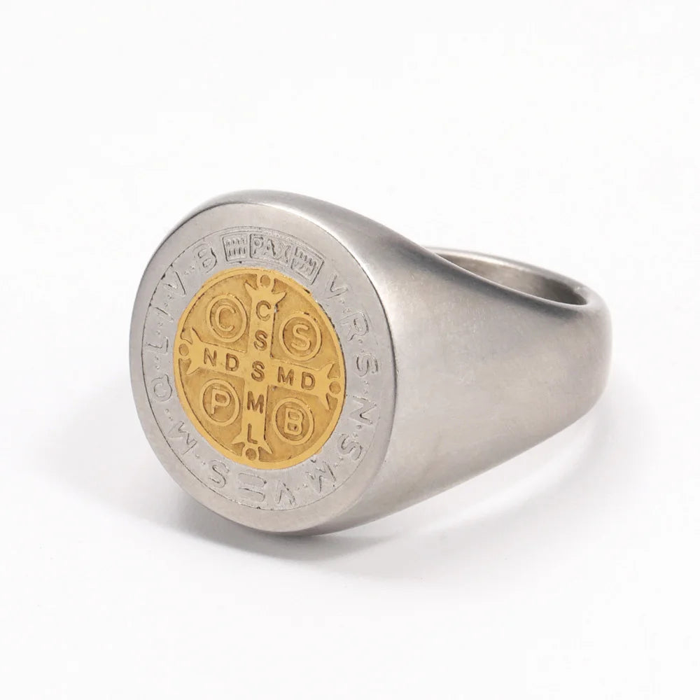 St. Benedict Cross Titanium Steel Ring