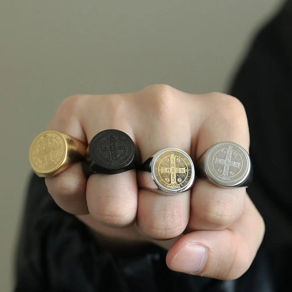 St. Benedict Cross Titanium Steel Ring