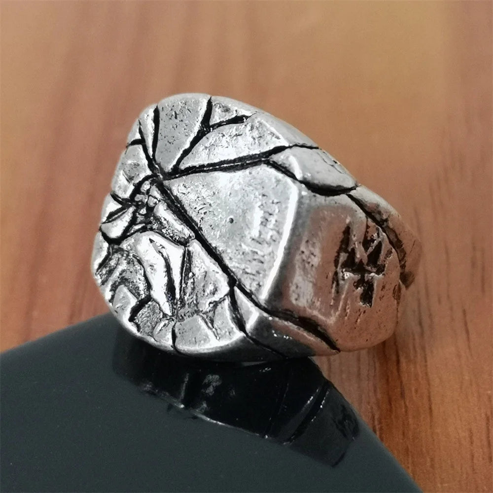 Vintage Cracked Rock Alloy Retro Men Ring