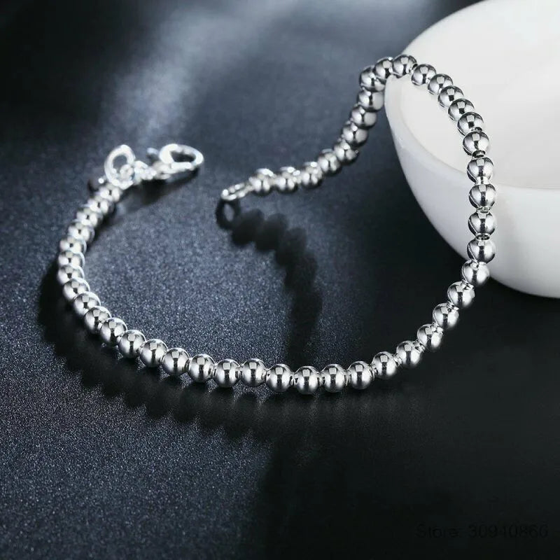 Silver Plated Chain Bead Bracelet for Women