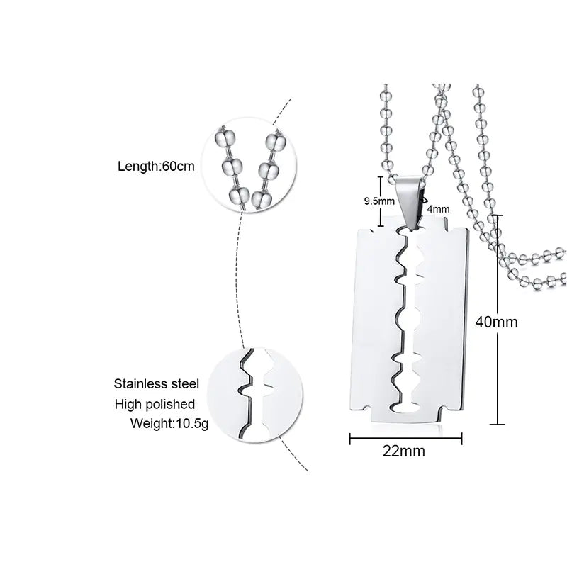 Men's Stainless Steel Blade Razor Pendant