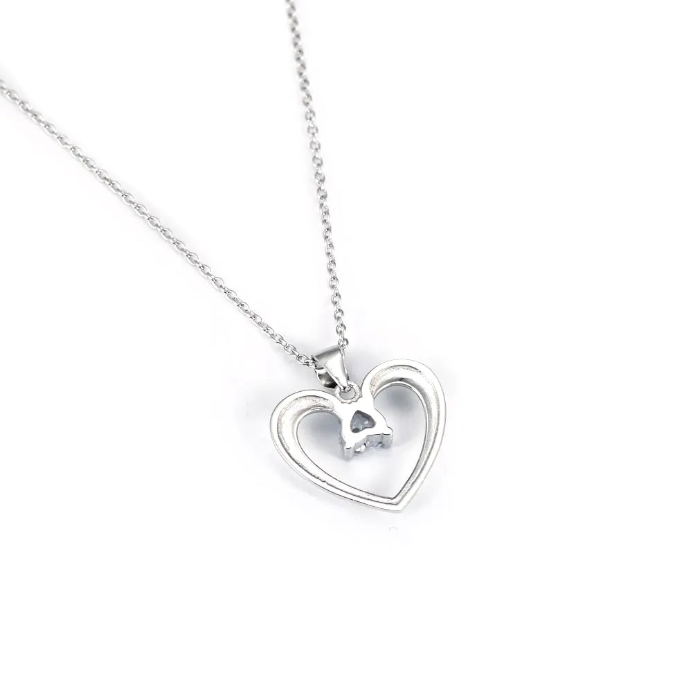 Heart-Shaped Pendant with Diamonds for Women Necklace