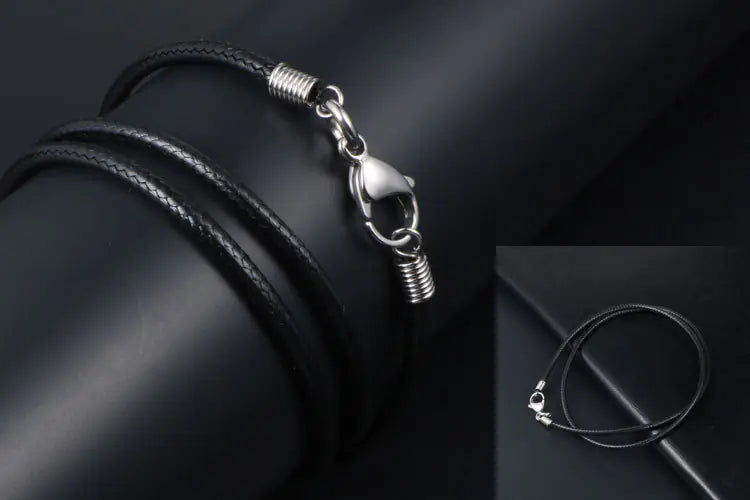 Men's Minimalist Black Woven Linen Wax Rope Necklace