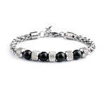 Tiger Eye Stone Beads Titanium Steel Chain Men's Bracelet